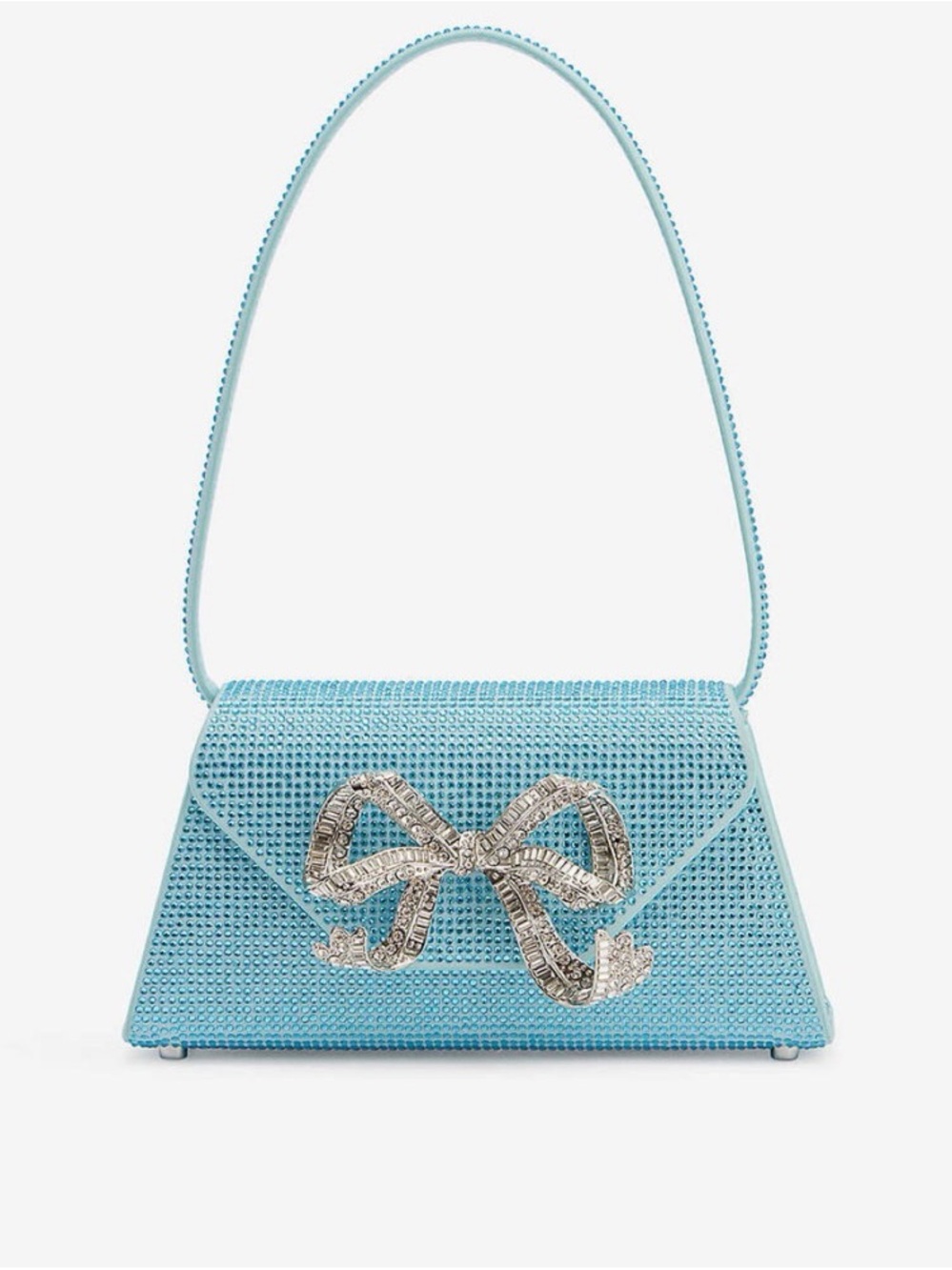 Self-Portrait Crystal Bow Embellished Baby Blue  Shoulder Bag NWT.